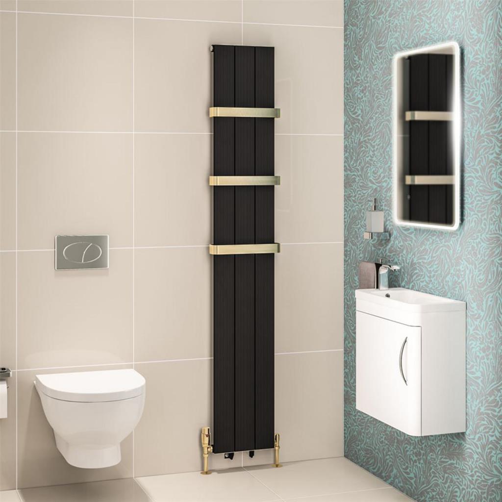 Eastbrook Mersey Aluminium Vertical Radiator 1800mm x 280mm - Matt Black - 41.0459 - TAP 'N' SHOWER