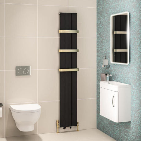 Eastbrook Mersey Aluminium Vertical Radiator 1800mm x 280mm - Matt Black - 41.0459 - TAP 'N' SHOWER