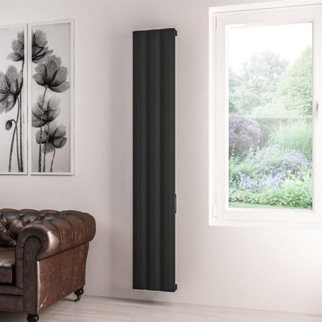 Eastbrook Derwent Dry Element Aluminium Vertical Radiator 1800mm x 304mm - Matt Black - 41.0497 - TAP 'N' SHOWER