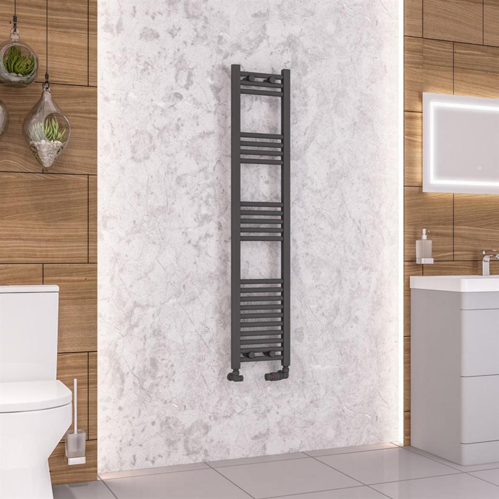 Eastbrook Wendover Straight Ladder Radiator 1400mm x 300mm - Matt Anthracite - 41.0647 - TAP 'N' SHOWER