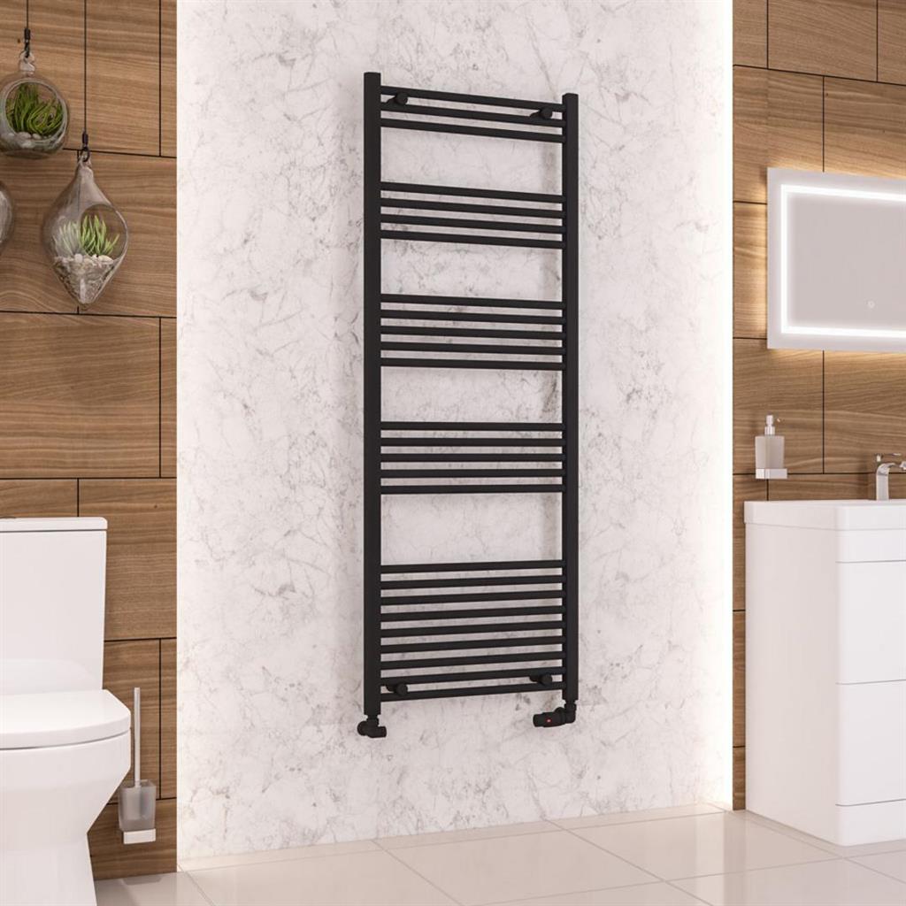 Eastbrook Wendover Straight Ladder Radiator 1600mm x 600mm - Matt Black - 41.0691 - TAP 'N' SHOWER
