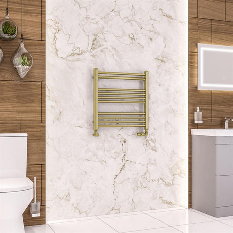 Eastbrook Wendover Straight Ladder Radiator 600mm x 600mm - Brushed Brass - 41.0700 - TAP 'N' SHOWER