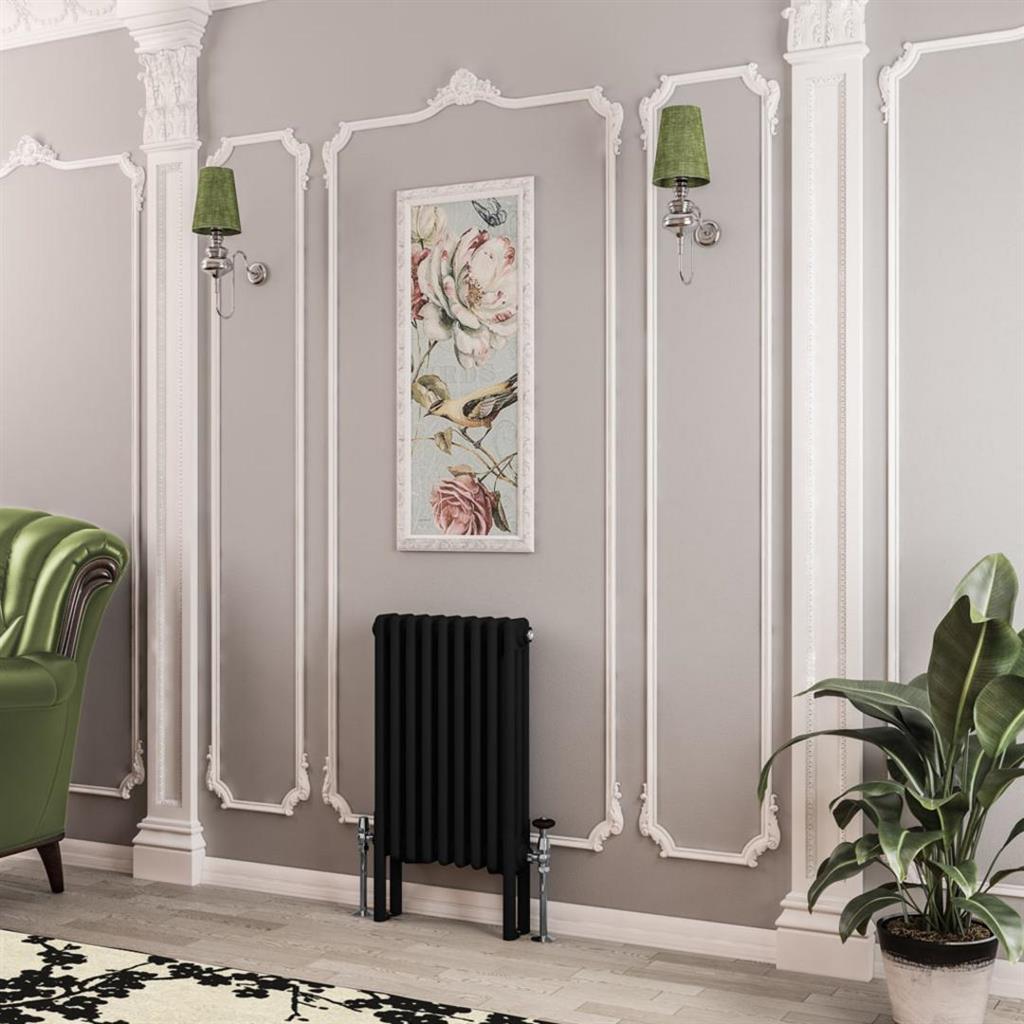 Eastbrook Imperia 3 Column Horizontal Radiator 600mm x 425mm - Matt Black - 41.0766 - TAP 'N' SHOWER