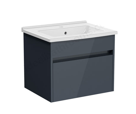 VitrA S50+ 1 Drawer Vanity Unit 600mm - Anthracite High Gloss - 71972