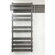 Radox Torro 1440mm H x 500mm W anthracite designer heated towel rail with contemporary horizontal bars.