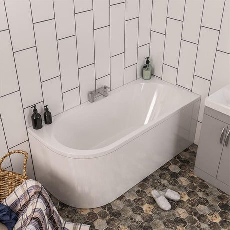 Eastbrook Biscay Double Ended Bath Right Hand 1700mm x 750mm - 5mm Acrylic - White - 42.0054 - TAP 'N' SHOWER
