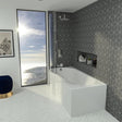 Eastbrook Shannon P Shaped Shower Bath Left Hand 1700mm x 850mm - 4mm Acrylic - 42.0105 - TAP 'N' SHOWER