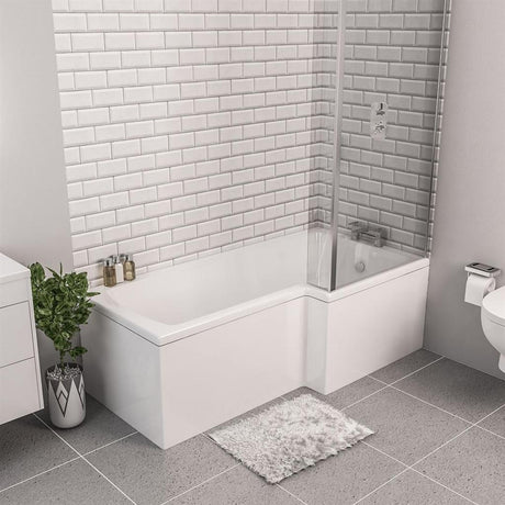 Eastbrook Shannon L Shaped Shower Bath Right Hand 1500mm x 850mm - Reinforced Beauforte - 42.1104 - TAP 'N' SHOWER