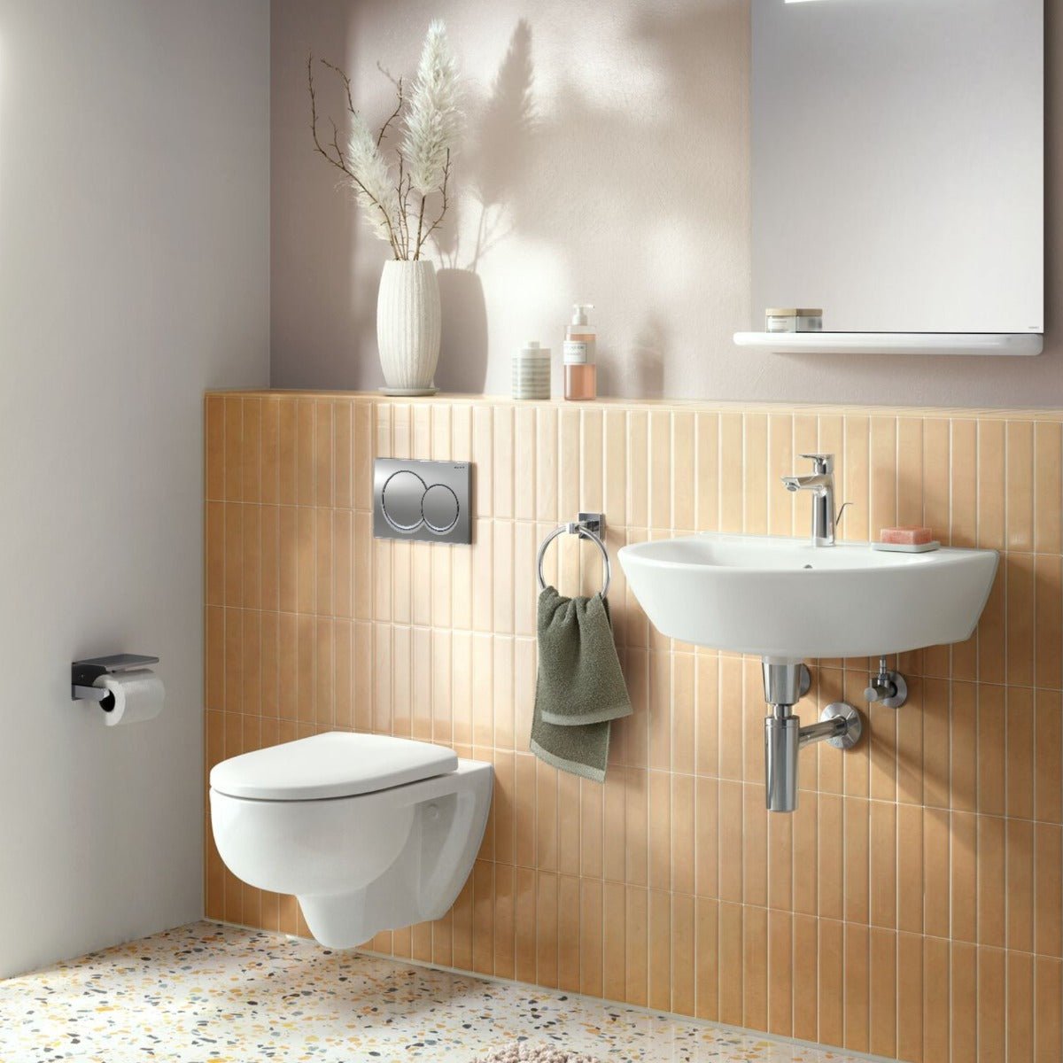 Geberit Alpha Frame and Cistern plus Alpha01 Round Flush Plate 98cm - Blue - 458.038.21.2 - TAP 'N' SHOWER