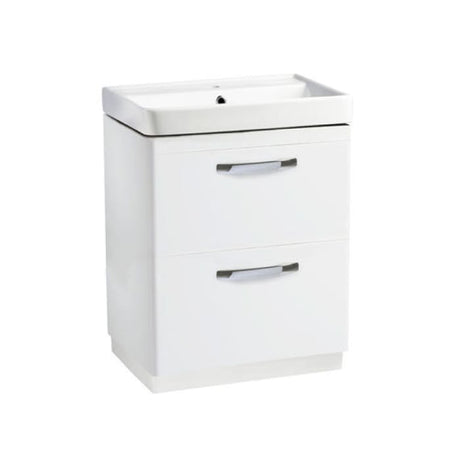 Tavistock Compass Gloss White 600mm Double Drawer Freestanding Basin Vanity Unit ONLY - CM600FDW
