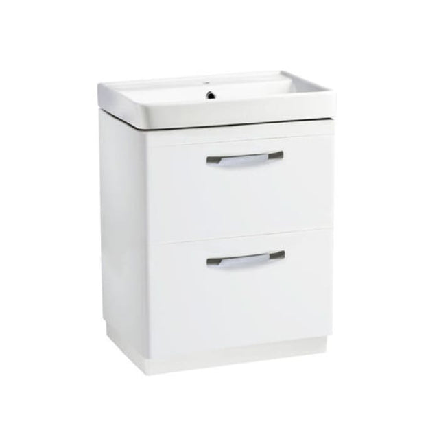 Tavistock Compass Gloss White 600mm Double Drawer Freestanding Basin Vanity Unit ONLY - CM600FDW