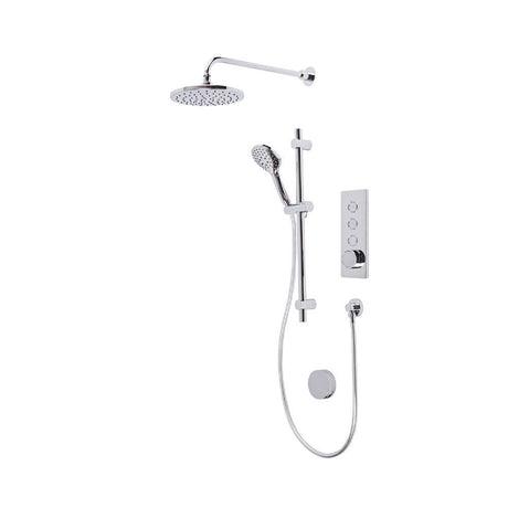 Tavistock Axiom Triple Function Push Button Valve With Riser Kit Overhead Shower with Smartflow Bath Filler - Chrome - SAX2761
