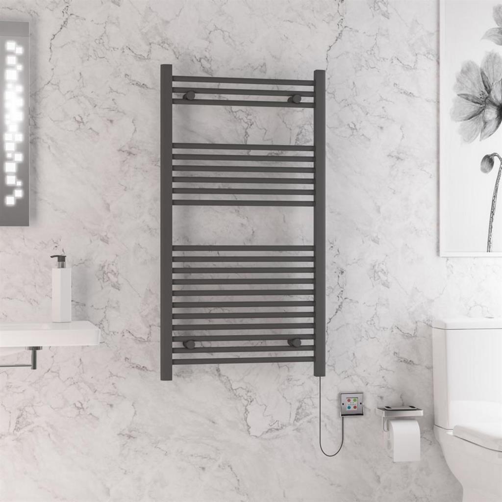 Eastbrook Biava Dry Element Straight Ladder Towel Radiator 1100mm x 600mm - Matt Anthracite - 47.0012 - TAP 'N' SHOWER