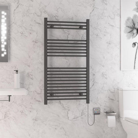 Eastbrook Biava Dry Element Straight Ladder Towel Radiator 1100mm x 600mm - Matt Anthracite - 47.0012 - TAP 'N' SHOWER