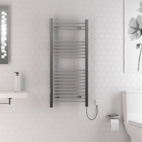 Eastbrook Biava Dry Element Straight Ladder Towel Radiator with On/Off Button 1100mm x 500mm - Chrome - 47.0015 - TAP 'N' SHOWER