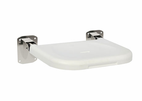 Bathex Distinction Friction Shower Seat with Mirror Polish Stainless Steel Backplates - White & Mirror Polish - 49879