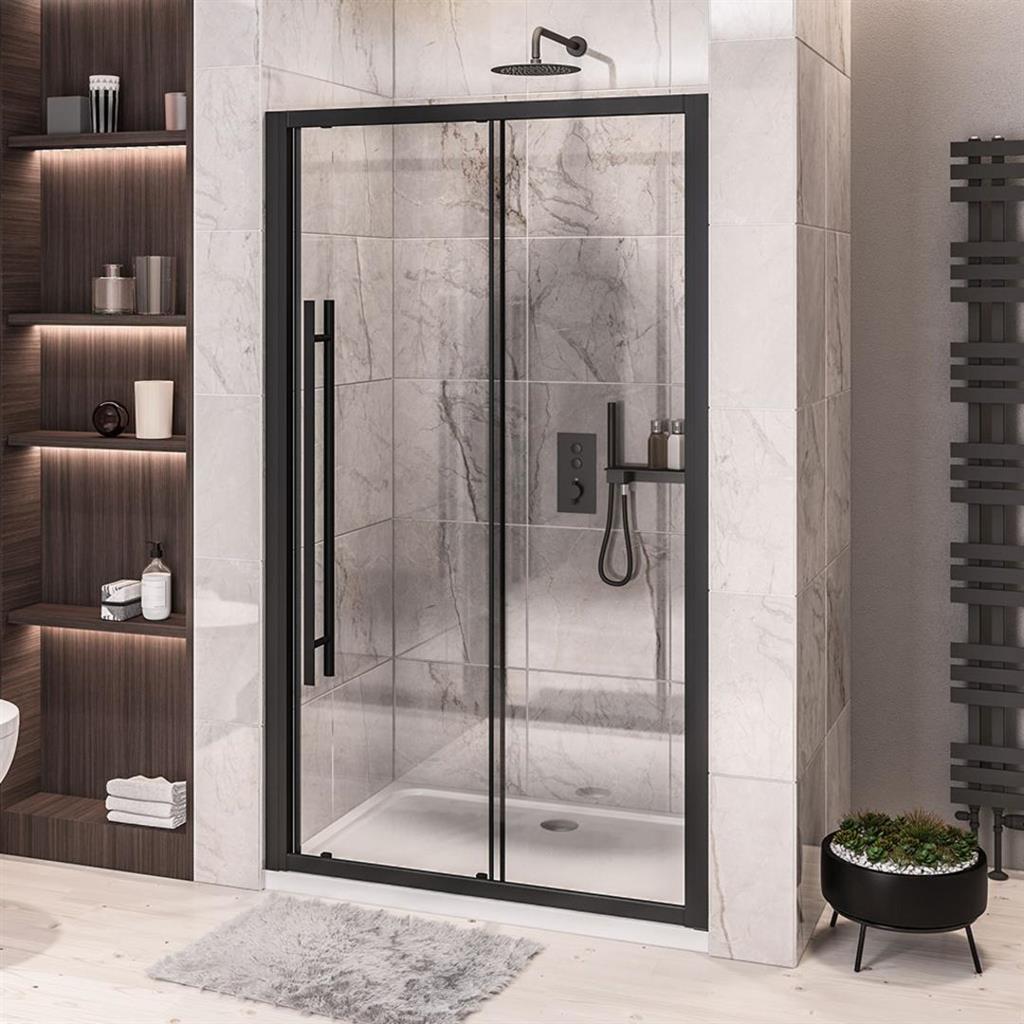 Eastbrook Vantage 2000 Sliding Shower Door 1650mm - Matt Black - 49.0014 - TAP 'N' SHOWER