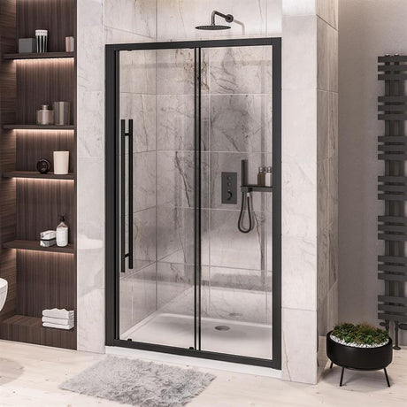 Eastbrook Vantage 2000 Sliding Shower Door 1650mm - Matt Black - 49.0014 - TAP 'N' SHOWER