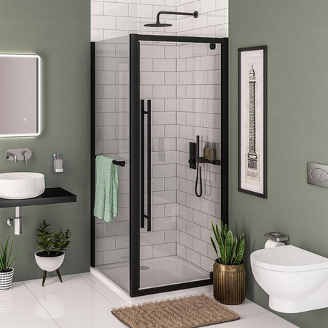 Eastbrook Vantage 2000 Pivot Shower Door 800mm - Matt Black - 49.0022 - TAP 'N' SHOWER