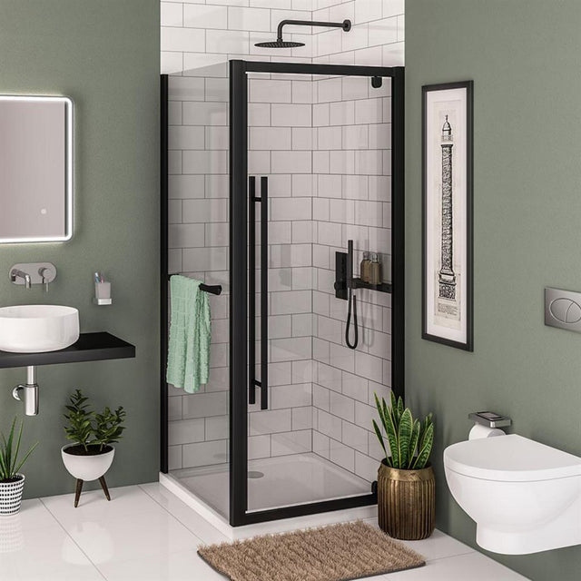 Eastbrook Vantage 2000 Pivot Shower Door 1000mm - Matt Black - 49.0026 - TAP 'N' SHOWER