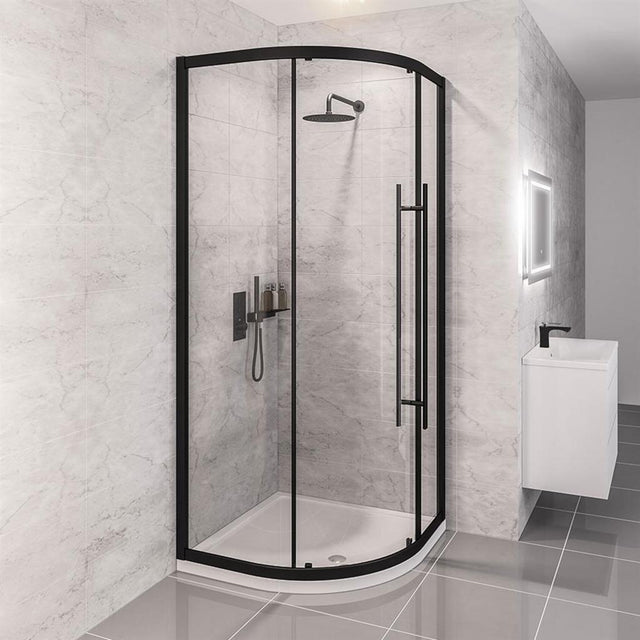 Eastbrook Vantage 2000 Quadrant Shower Enclosure 1000mm - Matt Black - 49.0060 - TAP 'N' SHOWER