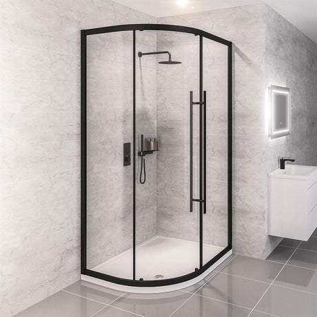 Eastbrook Vantage 2000 Offset Quadrant Shower Enclosure 900mm x 800mm - Matt Black - 49.0064 - TAP 'N' SHOWER