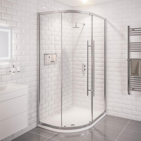 Eastbrook Vantage 2000 Offset Quadrant Shower Enclosure 900mm x 800mm - Silver - 49.0065 - TAP 'N' SHOWER