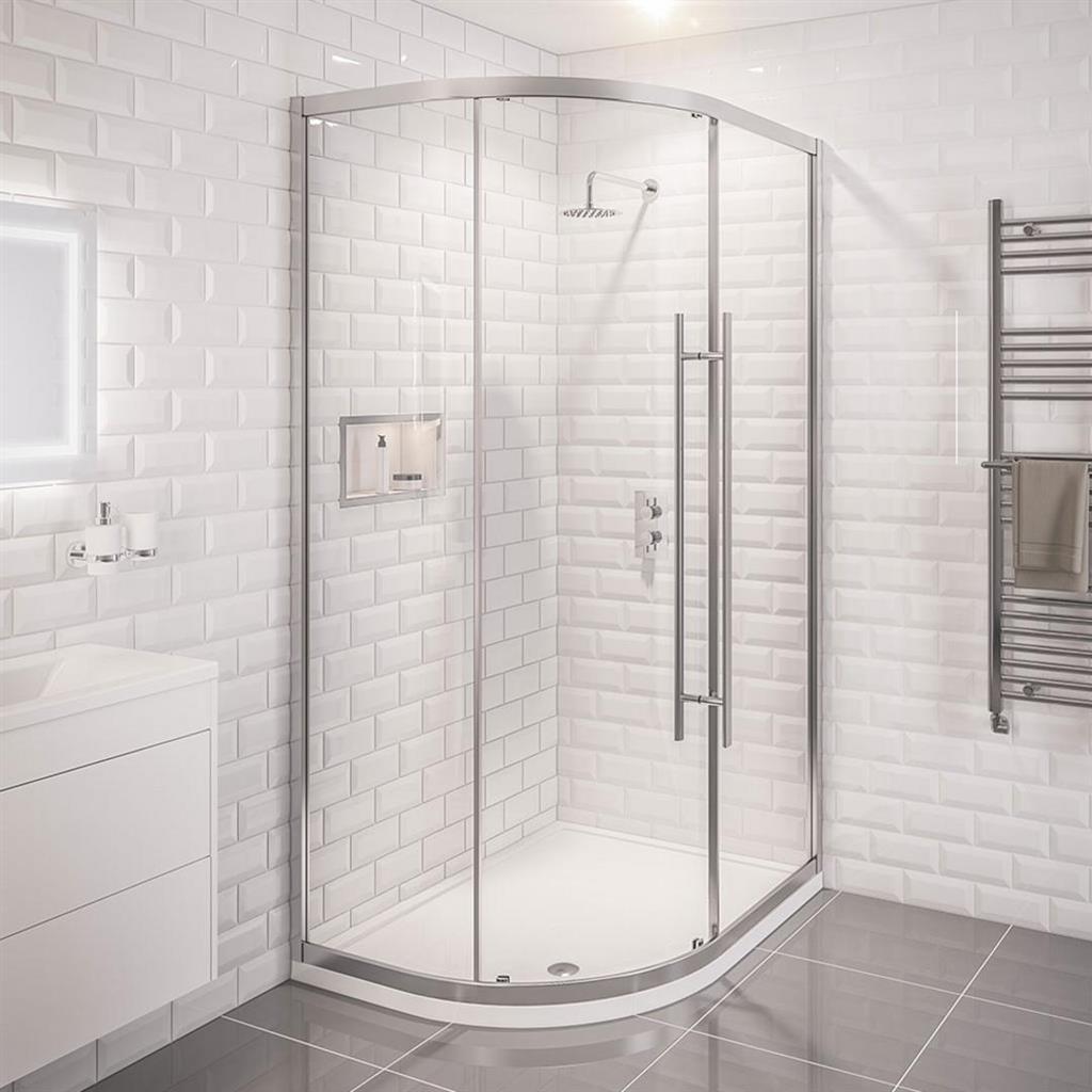 Eastbrook Vantage 2000 Offset Quadrant Shower Enclosure 1100mm x 800mm - Silver - 49.0075 - TAP 'N' SHOWER