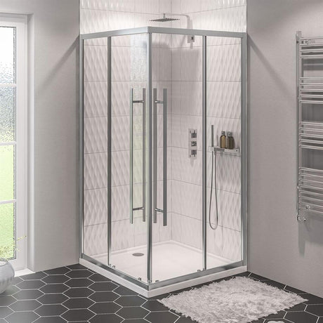 Eastbrook Vantage 2000 Offset Corner Entry Shower Enclosure 1000mm x 760mm - Silver - 49.0099 - TAP 'N' SHOWER