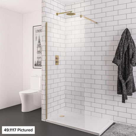 Eastbrook Vantage 2000 Walk - In Wetroom Shower Screen 1400mm - Brushed Brass - 49.1121 - TAP 'N' SHOWER