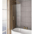 Eastbrook Bray 6mm Curved Hinged Bath Screen Left Hand 1400mm x 730mm - Brushed Brass - 49.2016 - TAP 'N' SHOWER