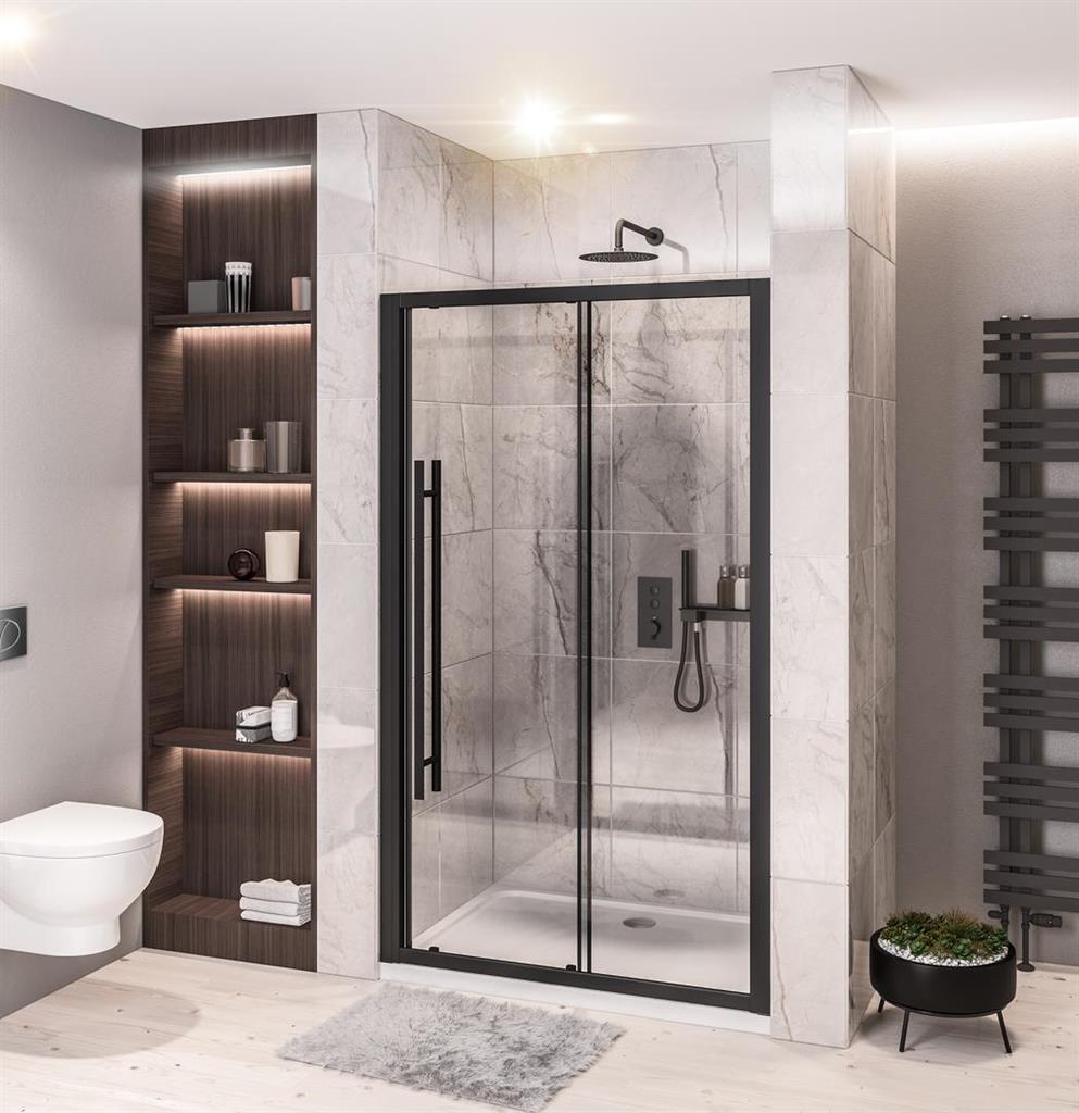 Eastbrook Vantage 2000 Sliding Shower Door 1300mm - Matt Black - 49.2021 - TAP 'N' SHOWER
