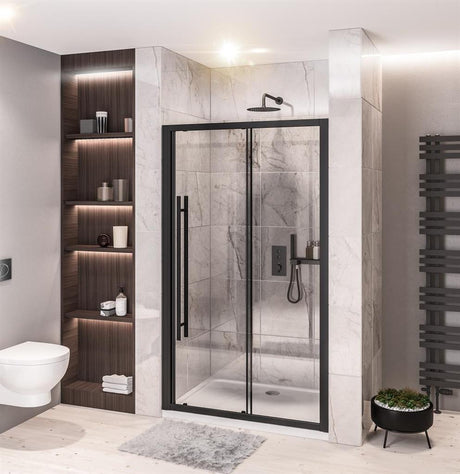 Eastbrook Vantage 2000 Sliding Shower Door 1300mm - Matt Black - 49.2021 - TAP 'N' SHOWER