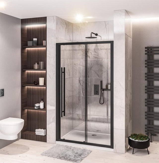 Eastbrook Vantage 2000 Sliding Shower Door 1300mm - Matt Black - 49.2021 - TAP 'N' SHOWER