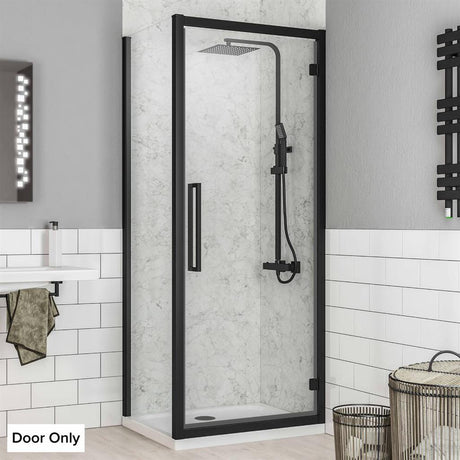 Eastbrook Corniche 8mm Framed Hinged Door 1000mm - Matt Black - 49.3111 - TAP 'N' SHOWER