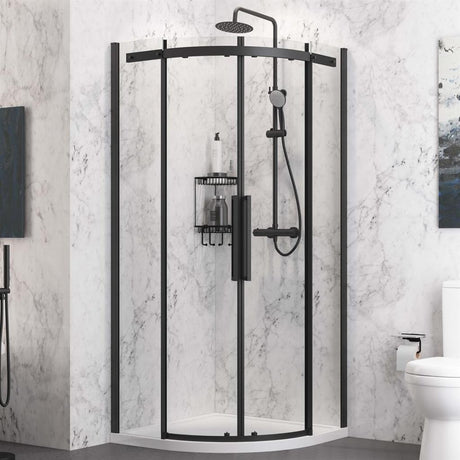 Eastbrook Corniche 2000 Double Door Quadrant Shower Enclosure 800mm x 800mm - Matt Black - 49.3208 - TAP 'N' SHOWER