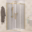 Eastbrook Corniche 2000 Double Door Offset Quadrant Shower Enclosure Left Hand 1200mm x 900mm - Brushed Brass - 49.3221 - TAP 'N' SHOWER