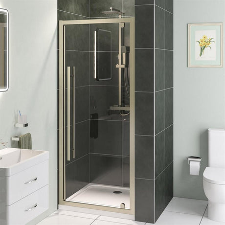 Eastbrook Vantage 2000 Pivot Shower Door 1000mm - Brushed Brass - 49.5013 - TAP 'N' SHOWER