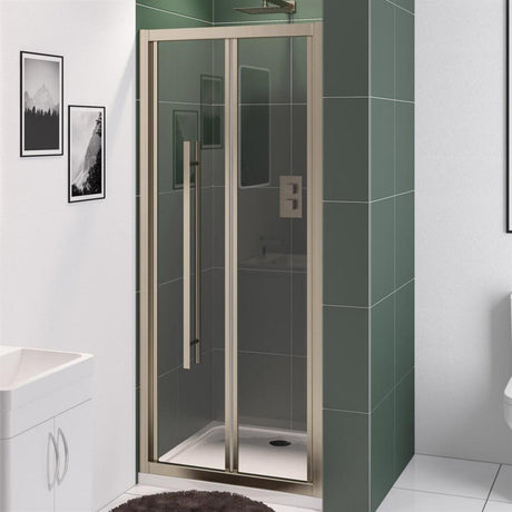 Eastbrook Vantage 2000 Bi - Fold Shower Door 900mm - Brushed Brass - 49.5023 - TAP 'N' SHOWER