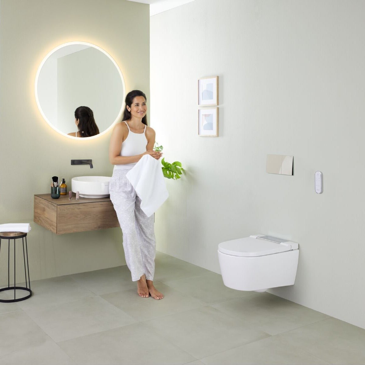 Geberit VariForm Lay - On Washbasin Round 400mm Without Tap Hole Without Overflow - White - 500.768.01.2 - TAP 'N' SHOWER