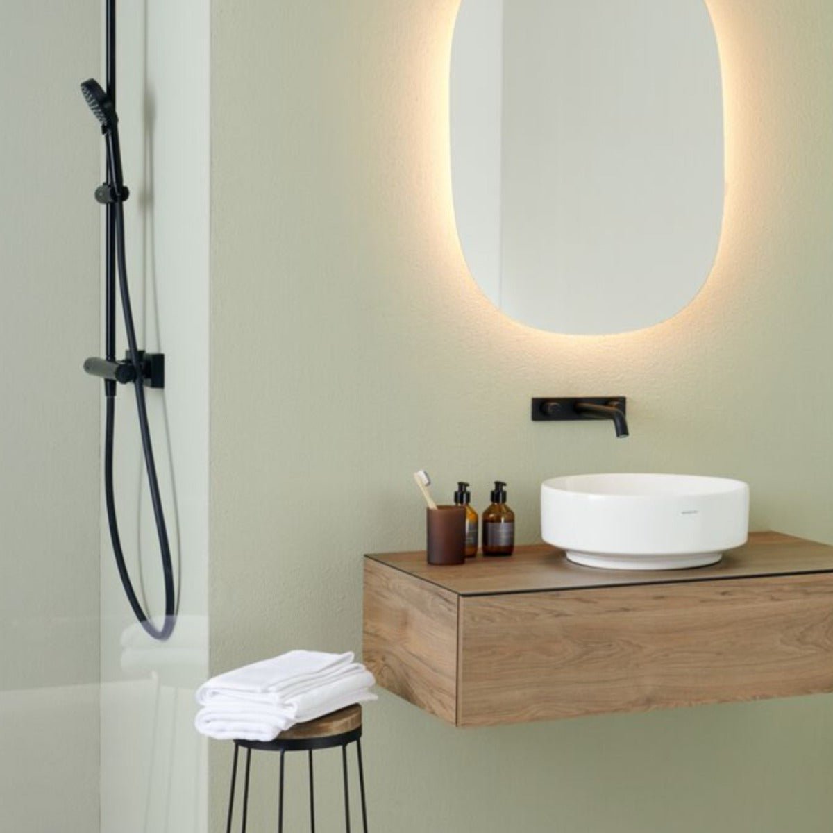 Geberit VariForm Lay - On Washbasin Round 400mm Without Tap Hole Without Overflow - White - 500.768.01.2 - TAP 'N' SHOWER