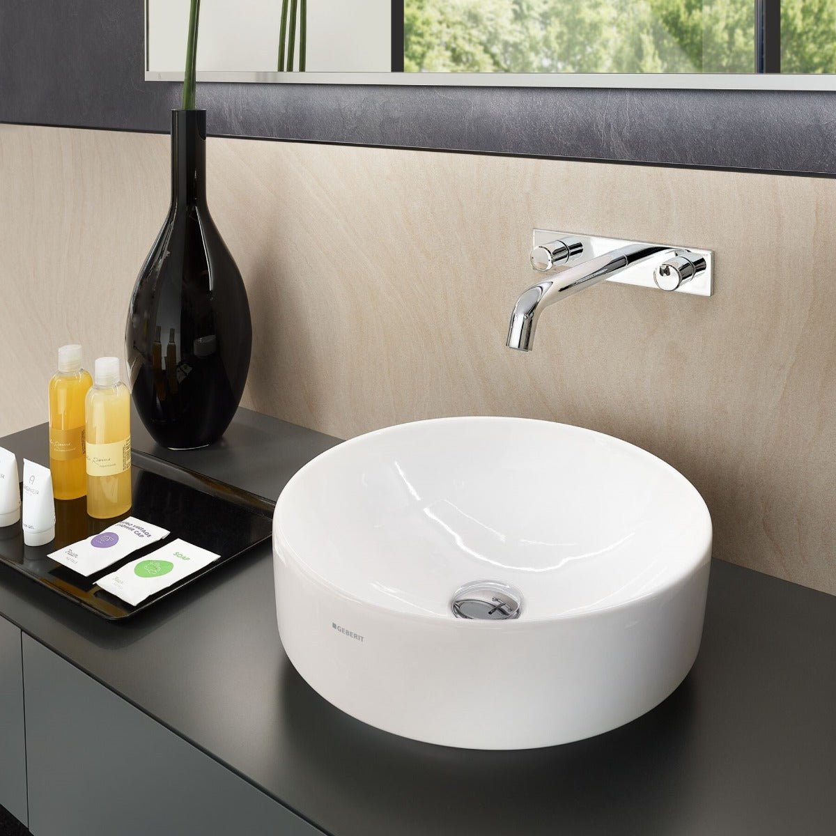 Geberit VariForm Lay - On Washbasin Round 400mm Without Tap Hole Without Overflow - White - 500.768.01.2 - TAP 'N' SHOWER