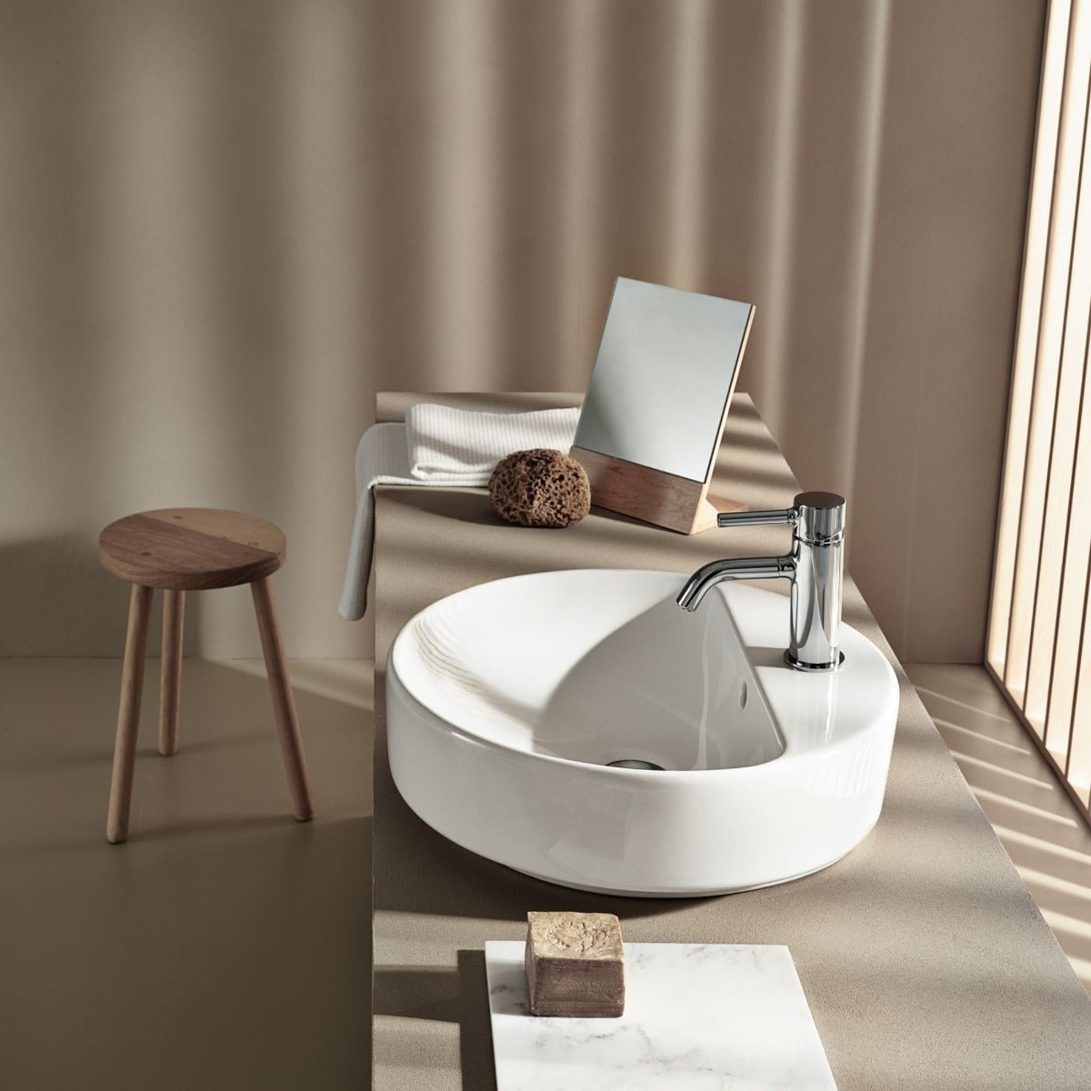 Geberit VariForm Lay - On Washbasin Round 450mm Tap Hole Overflow - White - 500.769.01.2 - TAP 'N' SHOWER