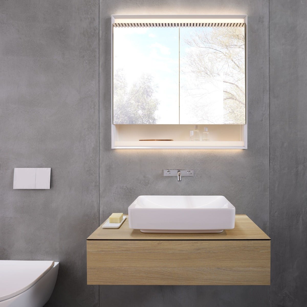 Geberit VariForm Lay - On Washbasin Rectangular 550mm Without Tap Hole Without Overflow - White - 500.779.01.2 - TAP 'N' SHOWER