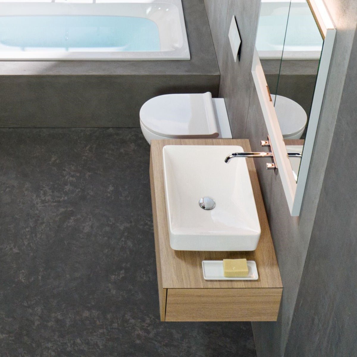 Geberit VariForm Lay - On Washbasin Rectangular 550mm Without Tap Hole Without Overflow - White - 500.779.01.2 - TAP 'N' SHOWER