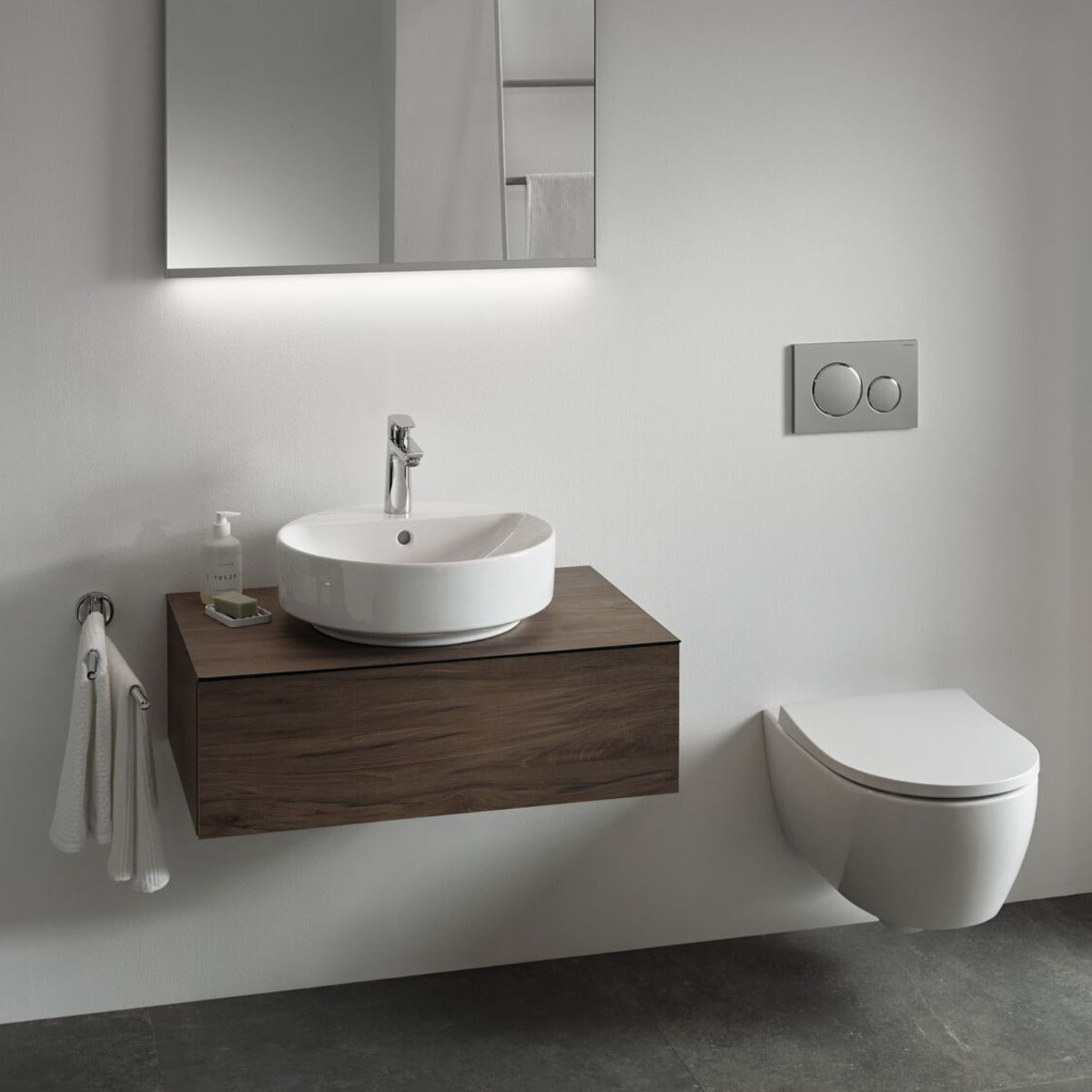 Geberit VariForm Cabinet for Lay - On Basin One Drawer 750mmW - Hickory - 501.162.00.1 - TAP 'N' SHOWER