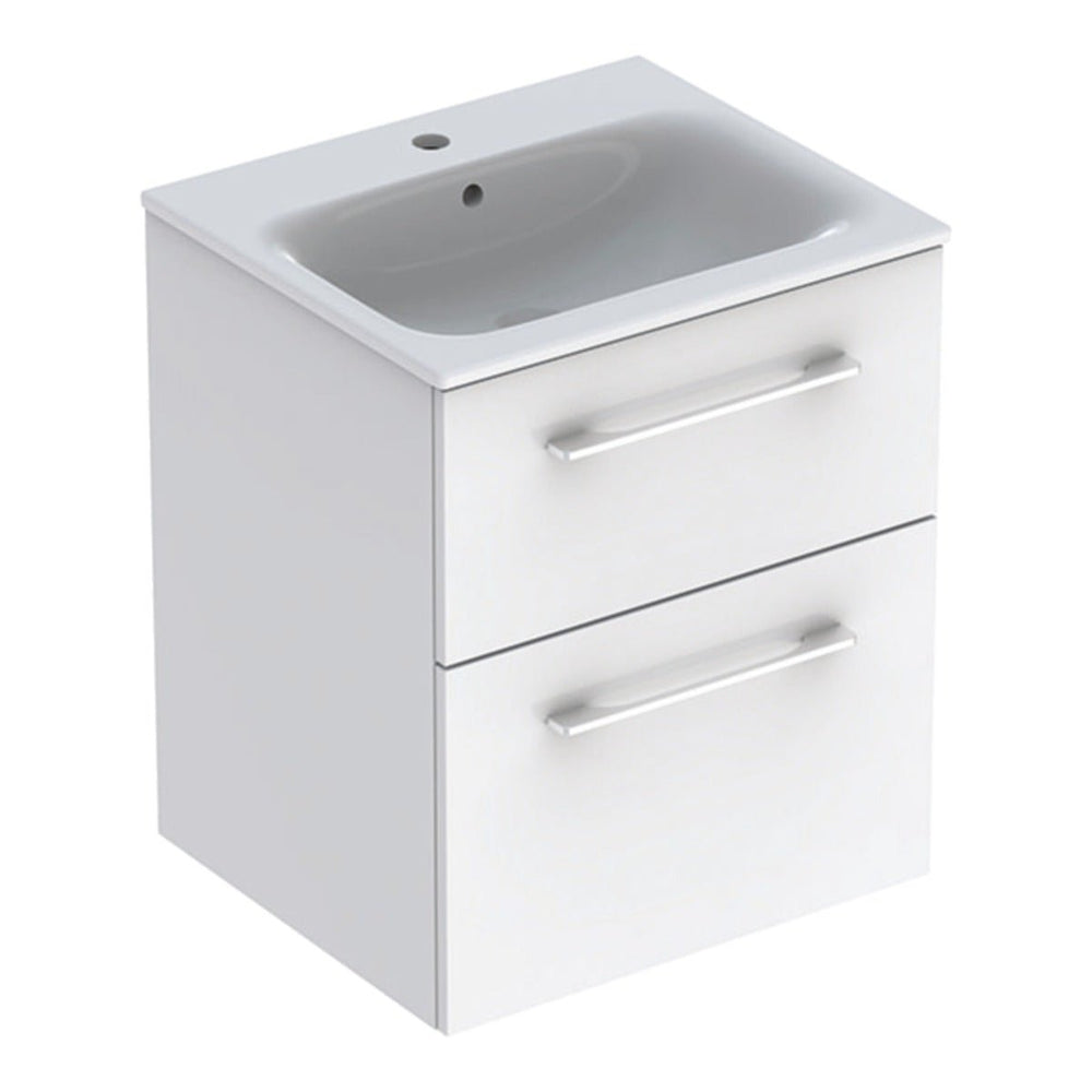 Geberit Selnova Two Drawer Slim - Rim Basin & Cabinet Set 550mm - White - 501.232.00.1 - TAP 'N' SHOWER