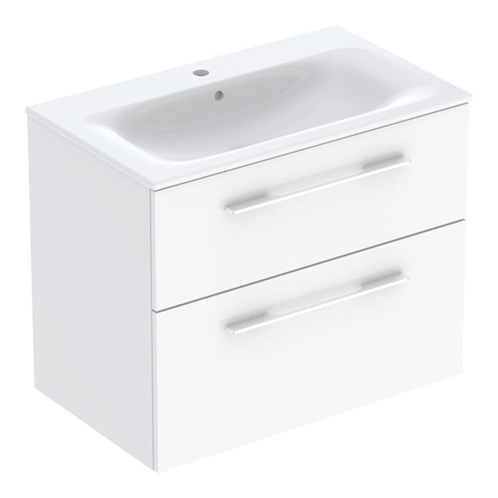 Geberit Selnova Two Drawer Slim - Rim Basin & Cabinet Set 800mm - White - 501.240.00.1 - TAP 'N' SHOWER