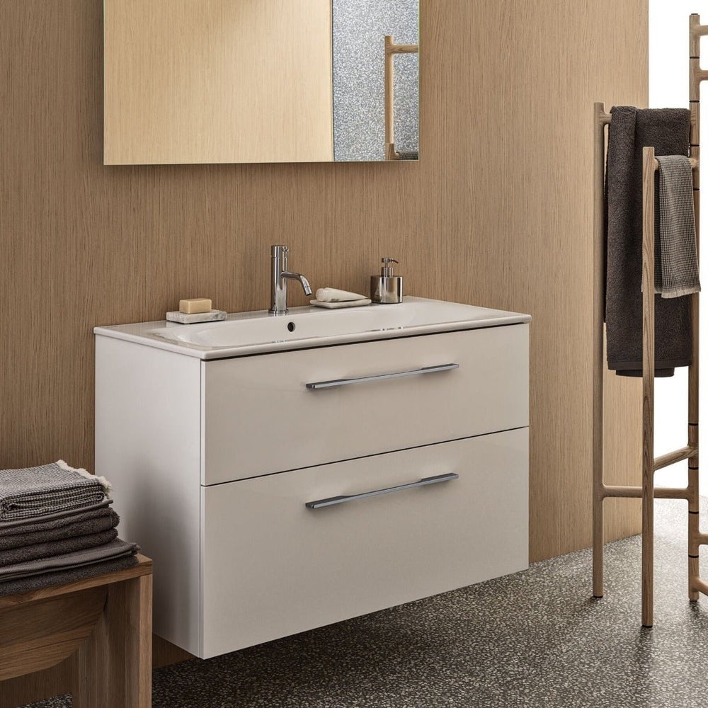 Geberit Selnova Two Drawer Slim - Rim Basin & Cabinet Set 800mm - White - 501.240.00.1 - TAP 'N' SHOWER