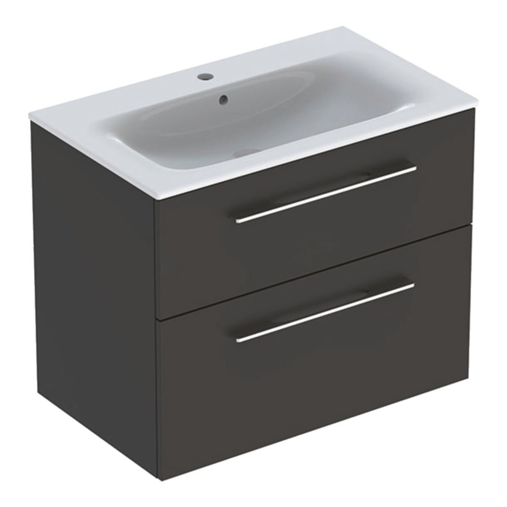 Geberit Selnova Two Drawer Slim - Rim Basin & Cabinet Set 800mm - Lava - 501.241.00.1 - TAP 'N' SHOWER